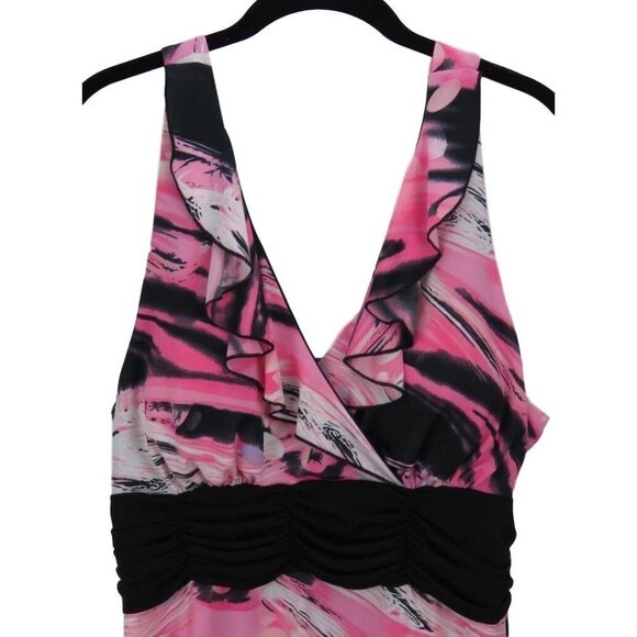 Dana Point Womens Sleeveless V-Neck Dress Size XL Pink Black - Picture 2 of 11